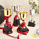 プラスチック製の小さなトロフィーカップ  子供向けスポーツトーナメント  コンテストは装飾品を授与します  銀  7-1/2インチ（19cm） AJEW-CN0001-05B-4