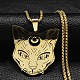 304ステンレス鋼ペンダントネックレス  猫  ゴールドカラー  23.58インチ（59.9cm） NJEW-K253-02G-1