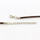 Collana con cordino in finta pelle scamosciata da 2 mm realizzata con catene di ferro e fermagli ad artiglio di aragosta NCOR-R029-02-3