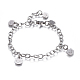 304 Stainless Steel Kitten Charm Bracelets BJEW-I278-01P-1