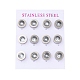 Плоские круглые серьги-гвоздики из нержавеющей стали 304 EJEW-C099-23P-03-4