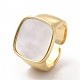 Прямоугольное открытое кольцо-манжета из натуральной ракушки KK-A180-42G-3