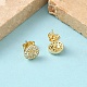 Круглые серьги-гвоздики из латуни с микропаве из прозрачных кубических цирконий EJEW-Z144-14G-3