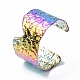 イオンプレーティング(ip) 304ステンレススチールワイドオープンカフバングル女性用  虹色  内径: 1-3/4x2-3/8インチ(4.6cmx6.15cm)。 BJEW-F442-03MC-2