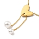 Synthetic White Shell Heart with Plastic Pearl Pendant Necklace NJEW-G036-05G-2
