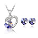 Real 18K Platinum Plated Alloy Austrian Crystal Heart to Heart Jewelry Sets SJEW-DD0001-039H-1