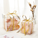 BENECREAT 10PCS 12x12x12cm Clear Cube Wedding Favour Boxes Large PVC Transparent Cube Gift Boxes with 2 Rolls Gold and Silver Glitter Ribbons for Candy Chocolate Valentine Party CON-BC0006-13B-5