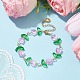 Bracelet en perles de fleur de tulipe en verre avec 304 fermoirs en acier inoxydable BJEW-JB09959-01-2