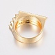 真鍮製マイクロパヴェキュービックジルコニア指輪指輪  サイズ6~9  ゴールドカラー  16~19mm RJEW-H122-13G-3