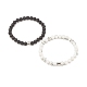 2 pièces de bracelets extensibles en perles de pierre de lave naturelle et howlite avec colonne d'hématite synthétique BJEW-JB08060-01-4