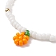 4 pièces 4 style graine de verre tressé fraise & raisin & orange & fraise bracelet à breloques pour femme BJEW-TA00140-5