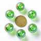 透明なアクリルビーズ  ABカラーメッキ  ラウンド  芝生の緑  16x15mm  穴：2.8mm  約220個/500g MACR-S370-B16mm-734-3