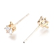 Brass Micro Pave Clear Cubic Zirconia Stud Earring Findings ZIRC-H116-06B-G-2