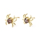 Серьги-гвоздики из латуни с микропаве из кубических цирконий в форме паука EJEW-L306-04G-02-4