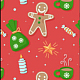 クリスマステーマの模造革生地  自己粘着性の布地  衣類用アクセサリー  クリスマスジンジャーブレッドマン模様  カラフル  30~30.7x19.5~20x0.05cm DIY-WH0157-64D-28-1