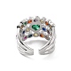 Красочное кольцо-манжета с сердцем из кубического циркония RJEW-C061-03P-3