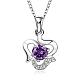 Simple Silver Color Plated Brass Cubic Zirconia Flower Pendant Necklaces For Women NJEW-BB12989-03-1