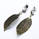 Natural Leaf Dangle Stud Earrings EJEW-F151-02-3