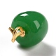 手作りランプワークペンダント  真鍮パーツ  カドミウムフリー＆鉛フリー  マットゴールドカラー  りんご  濃い緑  19x14mm  穴：4x2.2mm LAMP-A150-06MG-01-5