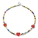 Colliers de perles de fleurs et de cœurs et de graines de verre NJEW-JN04374-1