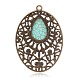 Oval Alloy Synthetical Turquoise Big Pendants PALLOY-M179-41-NF-2