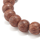 Bracciale elasticizzato in legno naturale con perline rotonde e goccia di turchese sintetico BJEW-JB07992-6