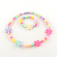 Fleur pendentifs acrylique et ensembles de bijoux stretch bracelets X-SJEW-R048-05-2