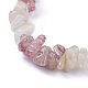 Bracelets extensibles avec pierre de lune blanche naturelle et éclats de quartz de fraise BJEW-JB04490-05-2