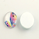 Cabochons flatback ovales de verre de motif de plume pour les projets de bricolage X-GGLA-R022-35x25-24-2