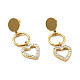 Crystal Rhinestone Ring and Heart Long Dangle Stud Earrings with 316 Stainless Steel Pins EJEW-F285-11G-1