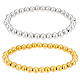 Benecreat 4 Stück 2 Farben 201 Edelstahl runde Perlen Stretch-Armbänder Set für Männer Frauen BJEW-BC0001-15B-1
