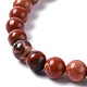 Bracelets extensibles en perles de jaspe rouge naturel BJEW-K212-A-012-3
