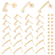 DICOSMETIC 30Pcs 3 Style Stainless Steel Golden Stud Earring Findings with Loop Rectangle Earring with Ear Nut Earring Posts with Butterfly Earring Backs for DIY Jewelry Making Craft STAS-DC0001-39-1