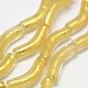 Perles tube de torsion à la main en forme de feuille d'or de Murano brins X-FOIL-L006-05-1