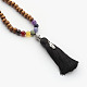 Buddhistische Holz Mala Perlen Halsketten NJEW-JN01760-2