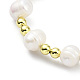Bracciale da donna regolabile con perle intrecciate in ottone e perle naturali BJEW-O187-01-2