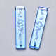 透明スプレー塗装ガラスリンクコネクター  グリッターパウダー付き  長方形  ドジャーブルー  30x7x3mm  穴：1.2mm GLAA-S190-008A-03-2
