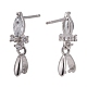 Rhodium Plated 925 Sterling Silver Stud Earring Findings STER-F048-34P-2