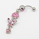 Body Jewelry Alloy Rhinestone Dangle Button Barbell Belly Rings Navel Ring RB-D073-06-2