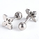 201 Stainless Steel Flower Barbell Cartilage Earrings X-EJEW-R147-26-3