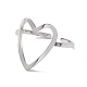 Не тускнеющее полое сердце из нержавеющей стали 304 открытое кольцо-манжета для женщин RJEW-E073-07P-2