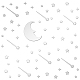カスタムアクリルウォールステッカー  家の居間の寝室の装飾のため  月と星の模様の正方形  銀  300x300mm  3個/セット DIY-WH0249-040-1