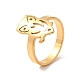 Ion Plating(IP) 201 Stainless Steel Owl Finger Ring for Women RJEW-G266-07G-3
