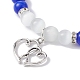 2Pcs 2 Color Valentine's Day Cat Eye Round Beaded Stretch Bracelets Set BJEW-TA00432-4