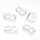 10PCS Etched Metal Embellishments Findings Silver Tone Heart Iron Slice Pendants X-IFIN-N587-S-2