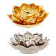 Dicosmetic 2 pièces 2 couleurs brûleur d'encens lotus platine et laiton doré porte-bâtons d'encens lotus brûleur d'encens de méditation antique pour cône d'encens et bâton d'encens AJEW-DC0001-06-1