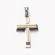 Nouveaux pendentifs croix en acier inoxydable bicolore 201 pour hommes STAS-F010-66-1
