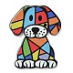印刷されたアクリルパーツ  犬  カラフル  39.5x31.5x2.3mm  穴：1.4mm MACR-K354-04-1