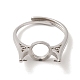 Adjustable Rhodium Plated 925 Sterling Silver Ring Components STER-I016-006P-2