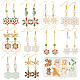 SUNNYCLUE 1 Box DIY 10 Pairs Christmas Charms Rhinestone Snowflake Charms Earrings Making Kit Enamel Snow Charm Bowknot Connector Charms Bar Links Glass Beads Earring Hooks for Jewelry Making Kits DIY-SC0022-84-1